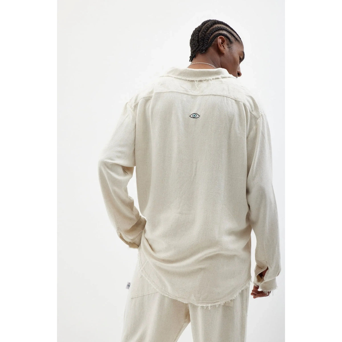 Soft Linen Long Sleeve Button-Up Shirt — Melange Stone TFU-TFU shop