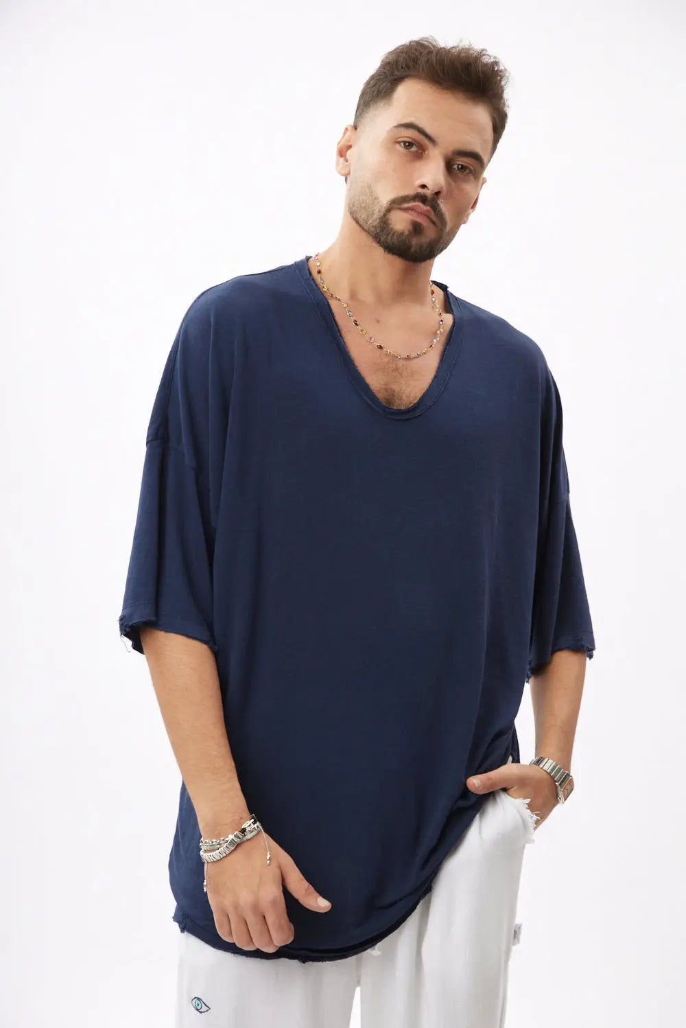 Dor Oversized Shirt - Navy Blue TFU-TFU shop