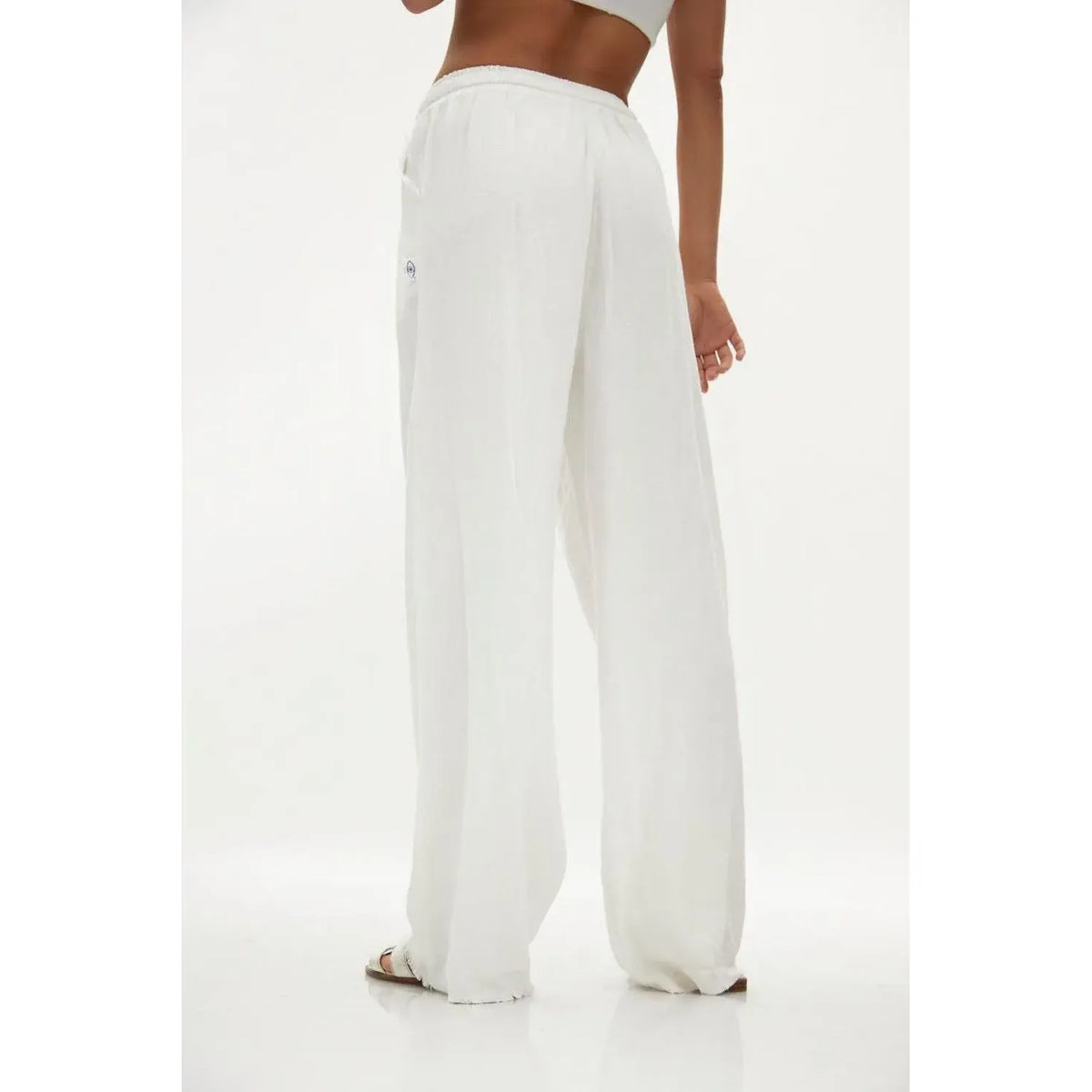 Woman Soft Linen Flared Pants- White TFU-TFU shop
