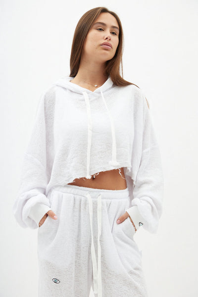 Fine Knit Crop Top – White