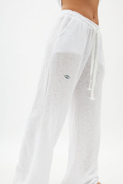 Fine Knit Flare Pants – White