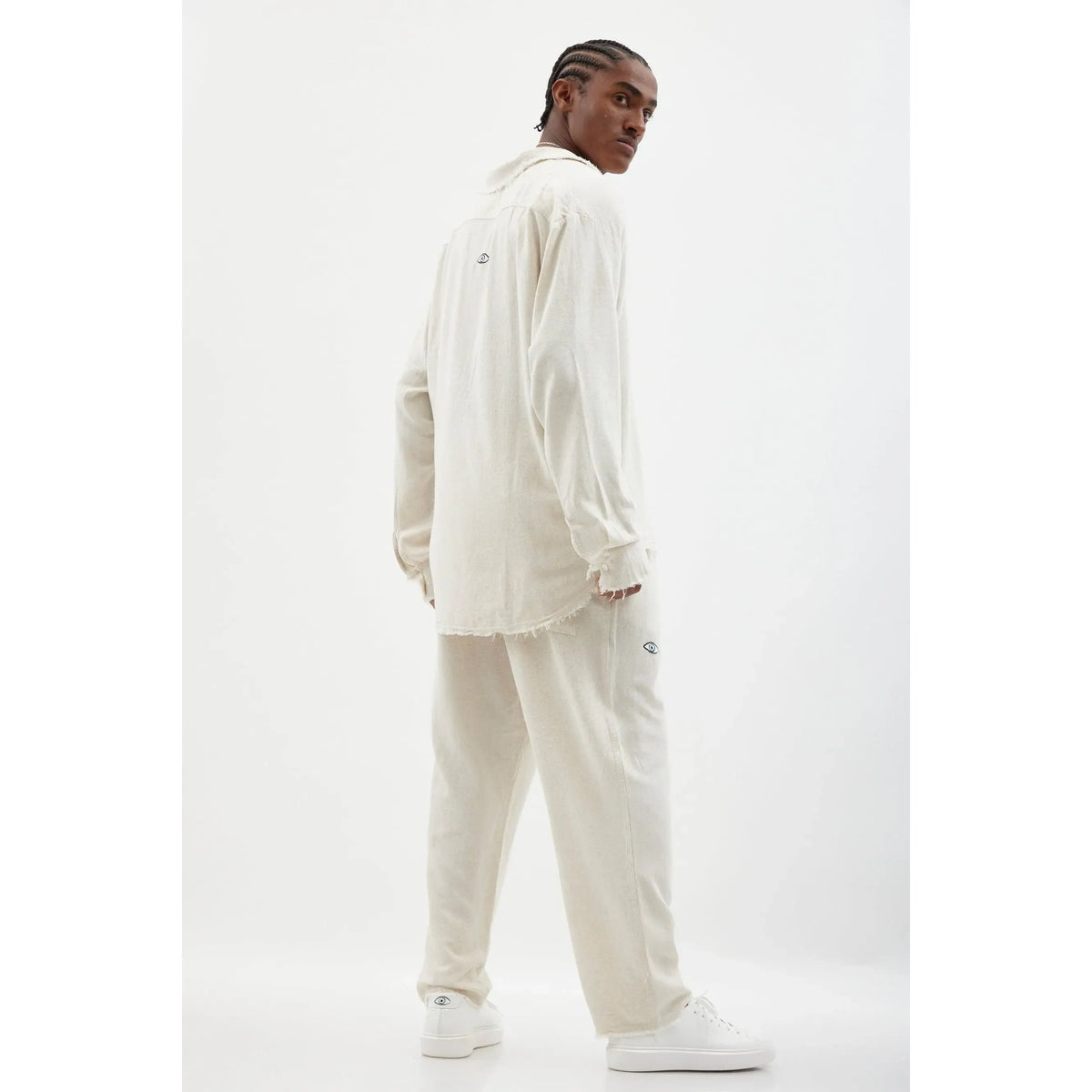 Soft Linen Long Sleeve Button-Up Shirt — Melange Stone TFU-TFU shop