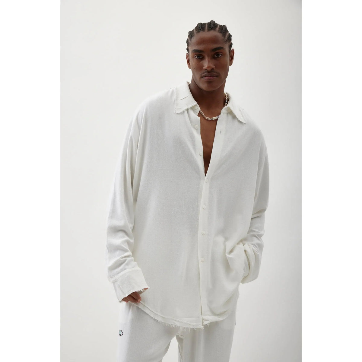 Soft Linen Long Sleeve Button-Up Shirt — Cream TFU-TFU shop