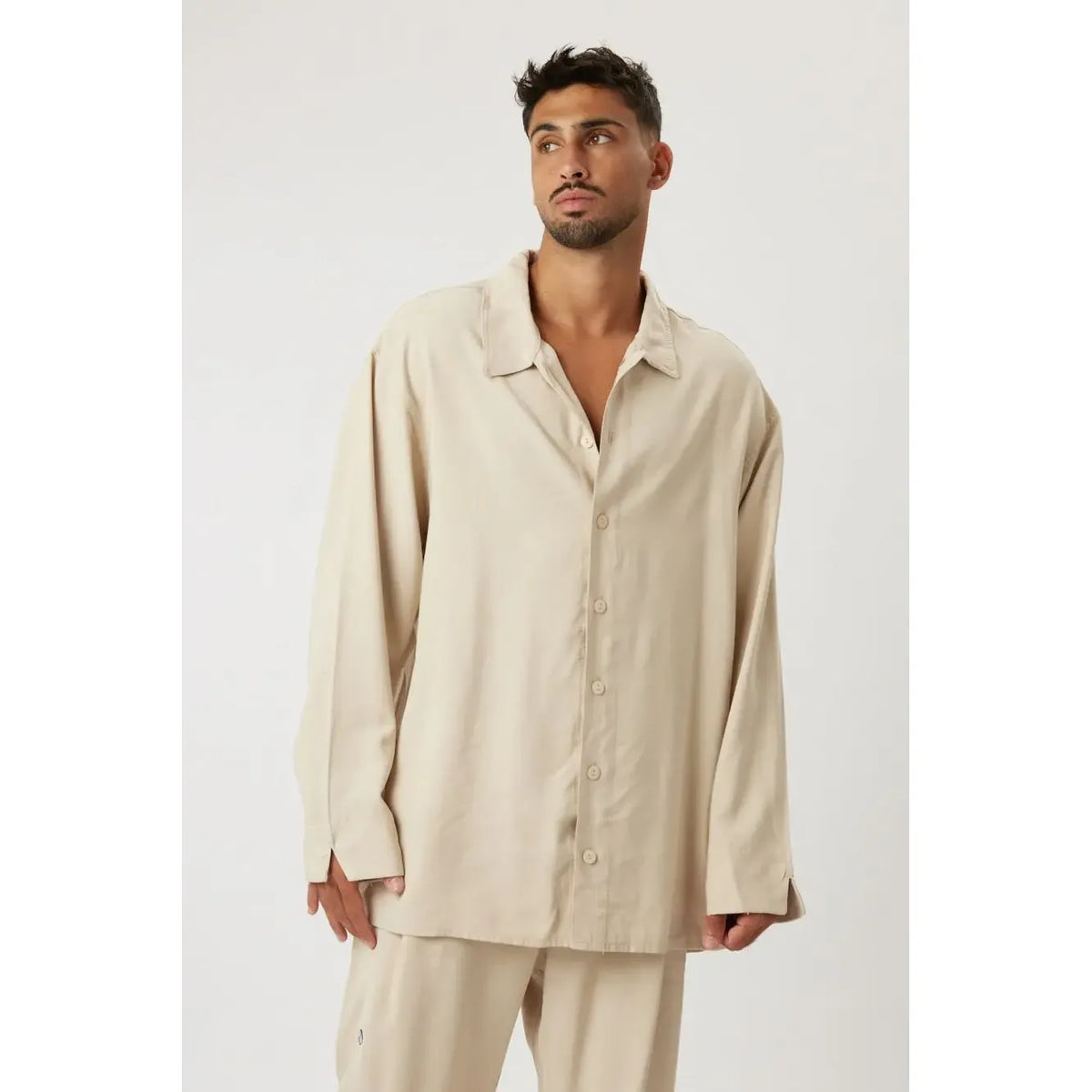 LUX Loose Button-Up - Stone TFU-TFU shop