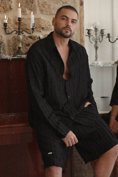 RIPS Long Sleeve Button-Up Shirt - Black