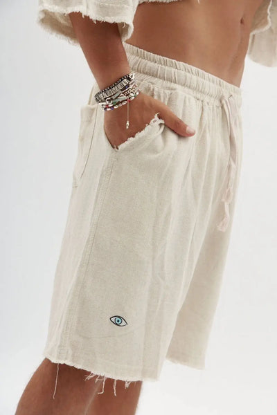 Soft Linen Bermuda Shorts — Melange Stone
