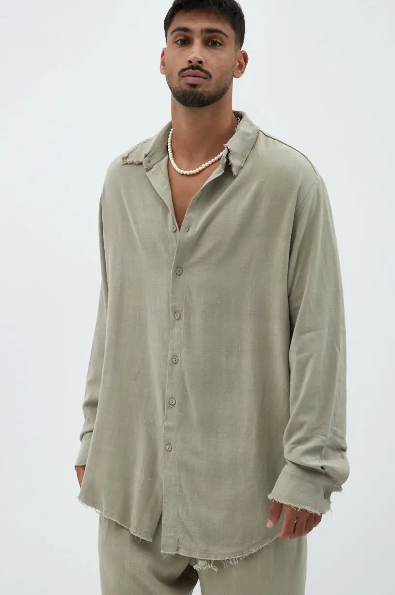 Soft Linen Set — Green | Long Sleeve & Pants TFU TFU GLOBAL